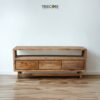 Rustic Wooden TV Cabinet made of teak wood with four drawers, offering functional storage and natural charm for living spaces.