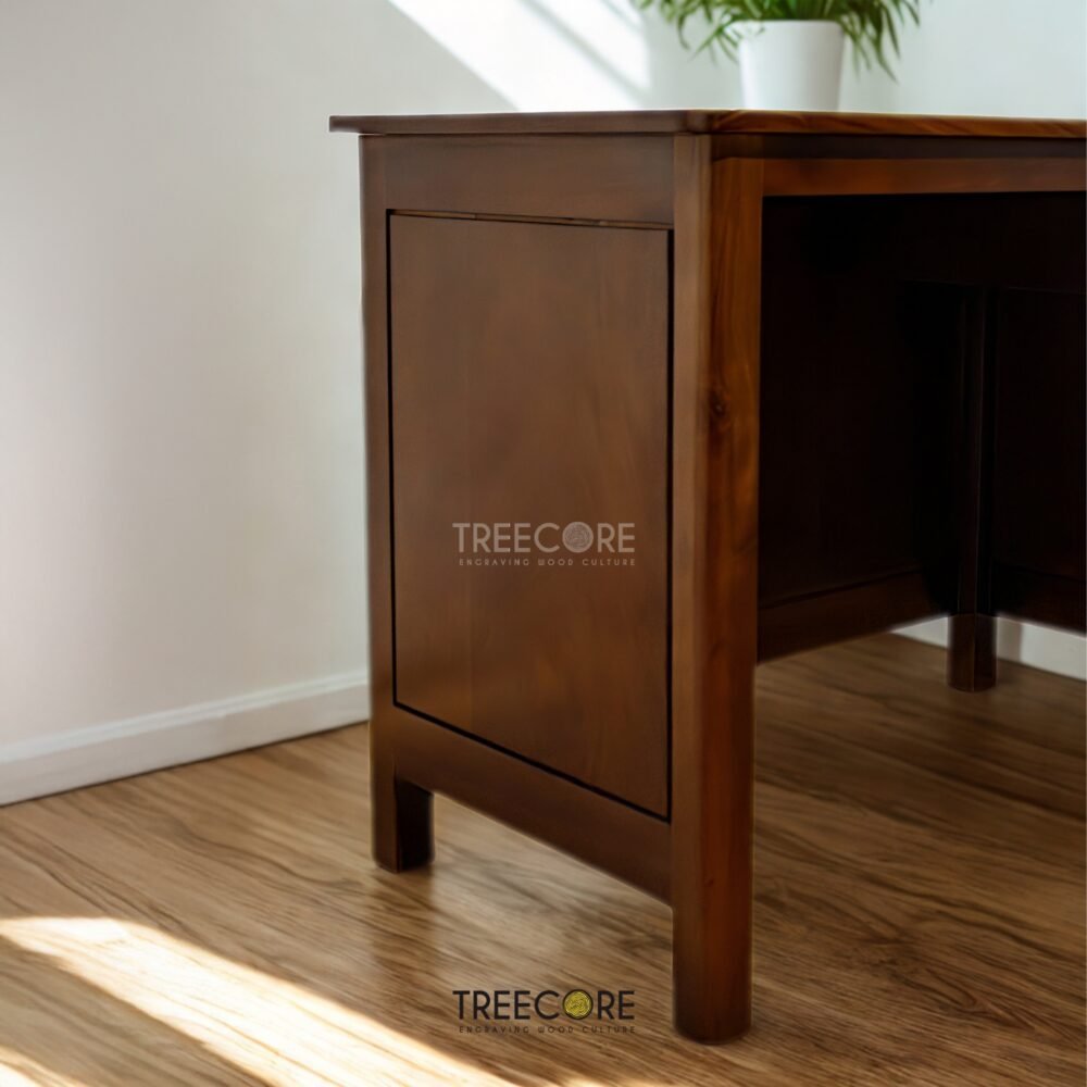 Discover The Minimalist Study Table, crafted from durable teak wood with satin finish and stylish drawer design for functional elegance.